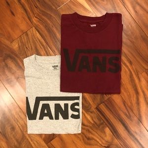 2 Vans T-Shirts (Gray, Maroon)
